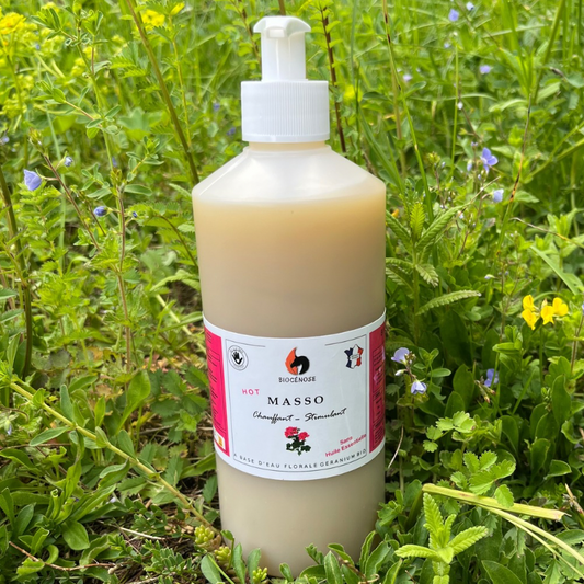 Gel Chauffant Eau Florale Géranium Bio & Huile Essentielle Poivre Noir Bio
